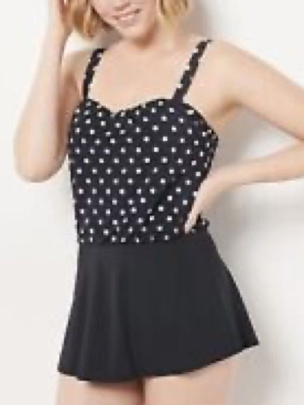 Denim & Co. Beach Sweetheart Neck Blouson Swim Dress
